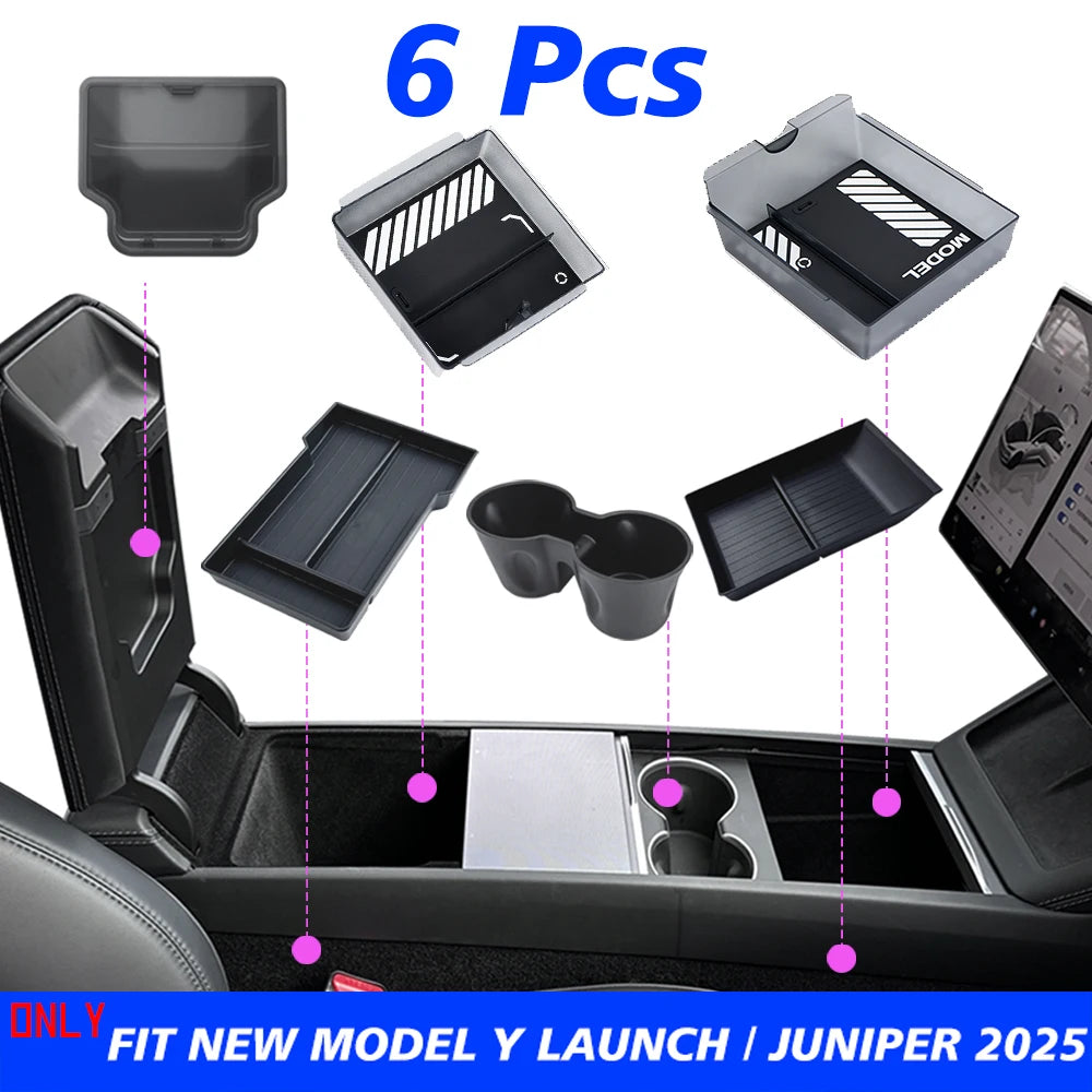 Organizer Console e Bracciolo per Tesla Model Y — Portaoggetti ABS con Tappetino Antiscivolo (Juniper 2025/2026)