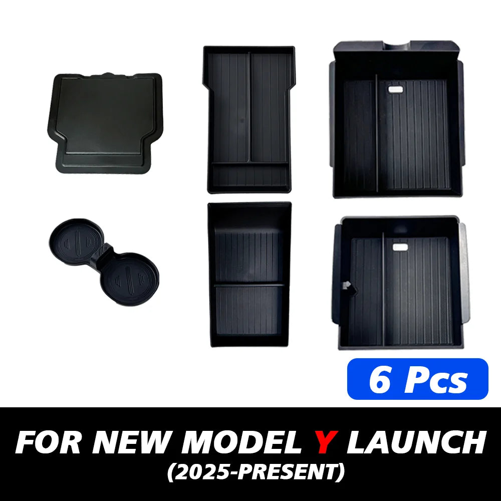 Organizer Console e Bracciolo per Tesla Model Y — Portaoggetti ABS con Tappetino Antiscivolo (Juniper 2025/2026)