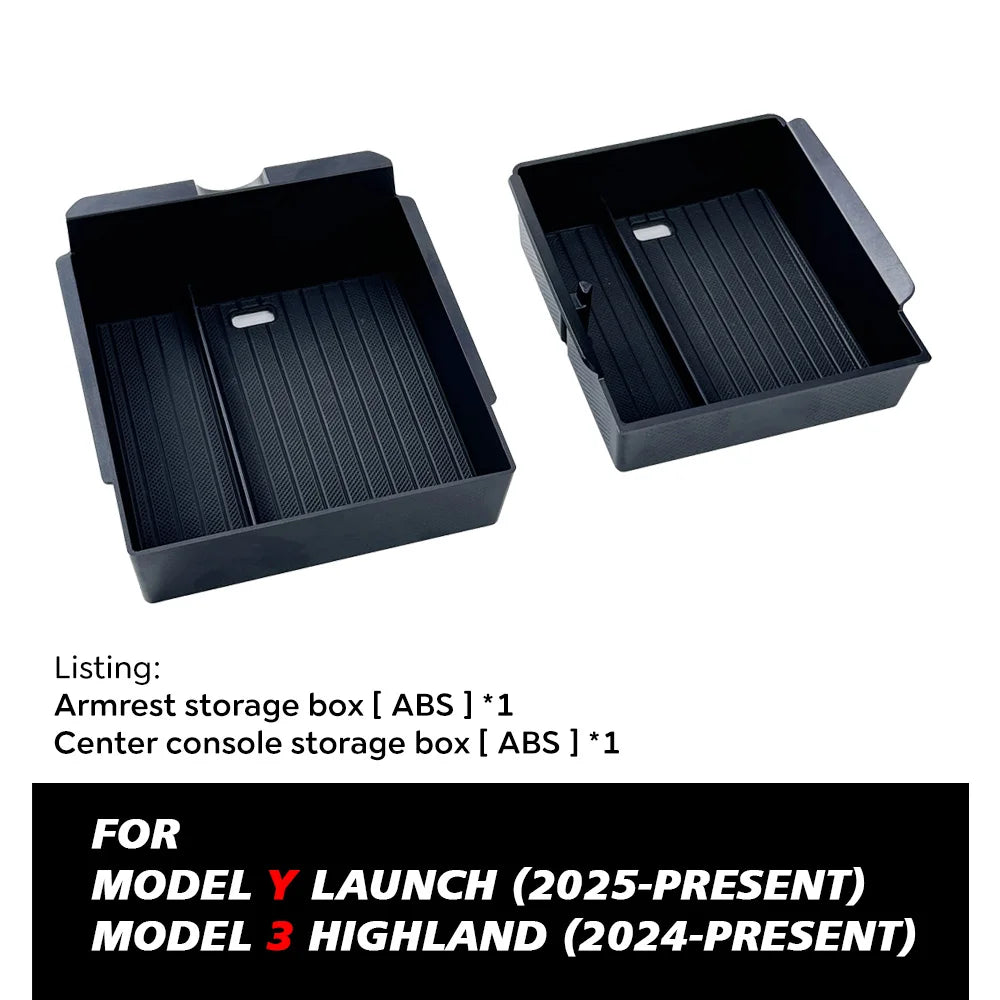 Organizer Console e Bracciolo per Tesla Model Y — Portaoggetti ABS con Tappetino Antiscivolo (Juniper 2025/2026)