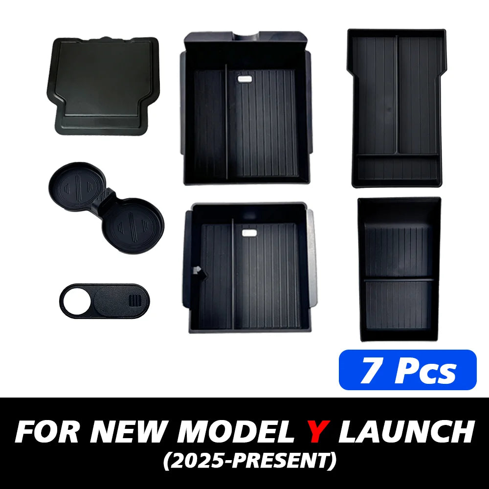 Organizer Console e Bracciolo per Tesla Model Y — Portaoggetti ABS con Tappetino Antiscivolo (Juniper 2025/2026)