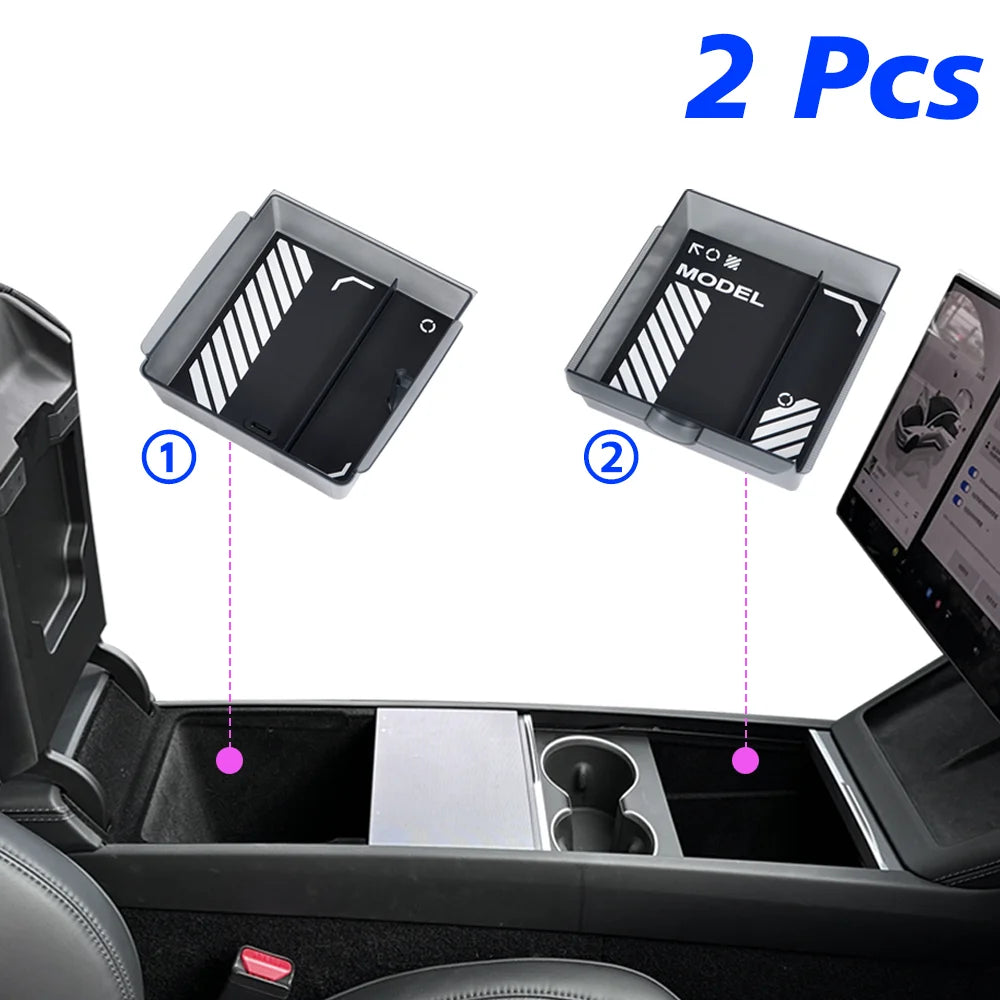 Organizer Console e Bracciolo per Tesla Model Y — Portaoggetti ABS con Tappetino Antiscivolo (Juniper 2025/2026)