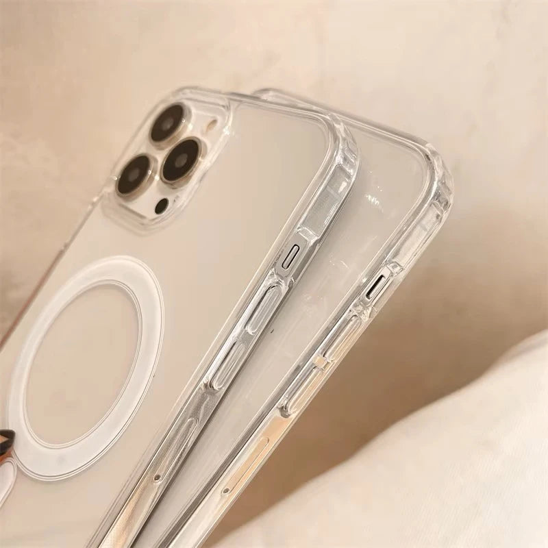 Cover Trasparente MagSafe per iPhone — Antiurto, Ricarica Wireless (11–16)