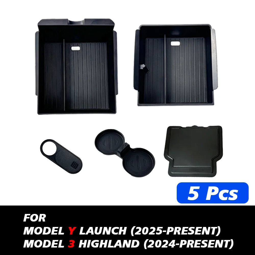 Organizer Console e Bracciolo per Tesla Model Y — Portaoggetti ABS con Tappetino Antiscivolo (Juniper 2025/2026)