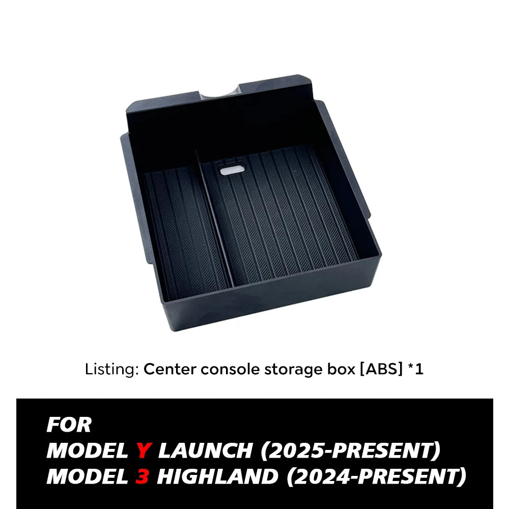 Organizer Console e Bracciolo per Tesla Model Y — Portaoggetti ABS con Tappetino Antiscivolo (Juniper 2025/2026)
