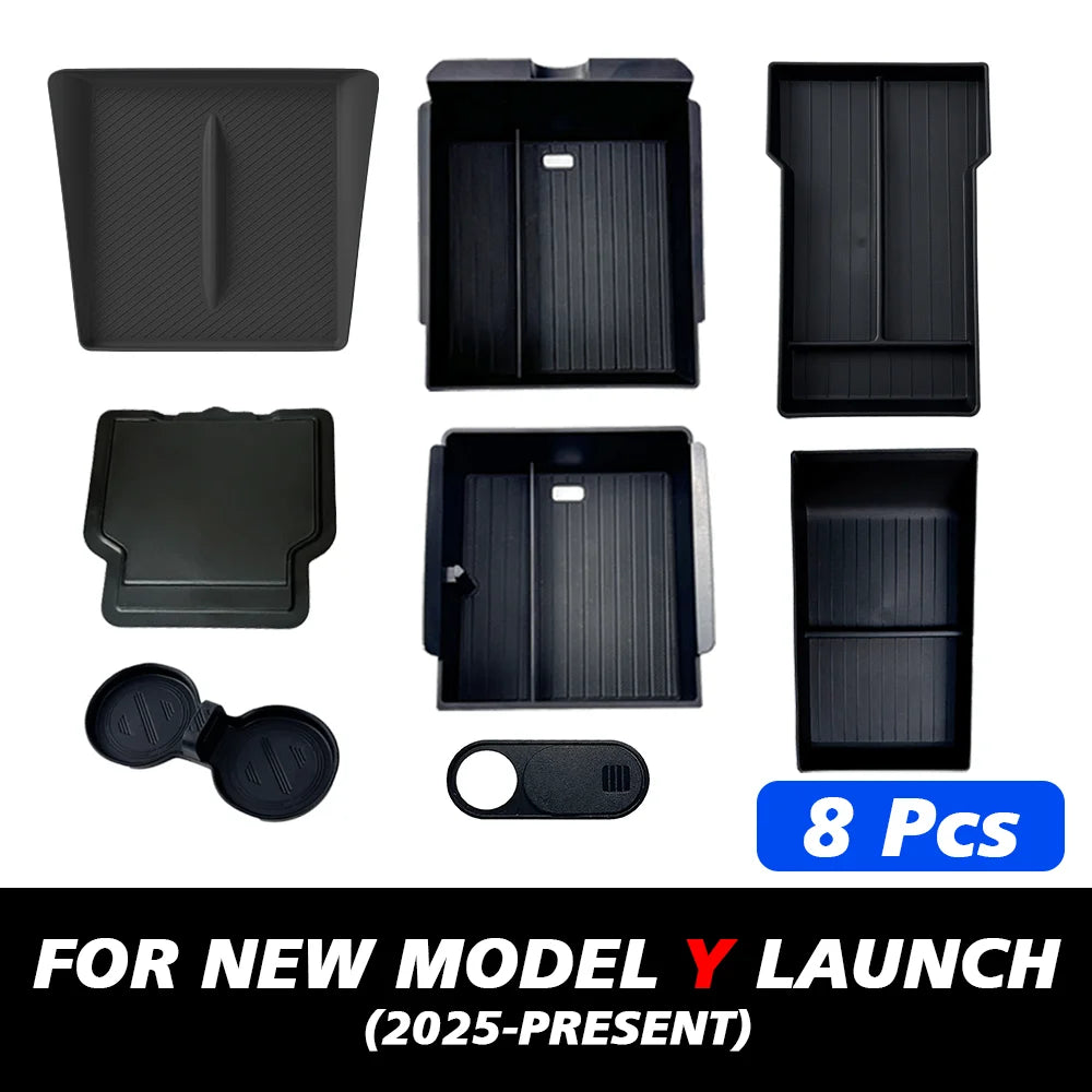 Organizer Console e Bracciolo per Tesla Model Y — Portaoggetti ABS con Tappetino Antiscivolo (Juniper 2025/2026)