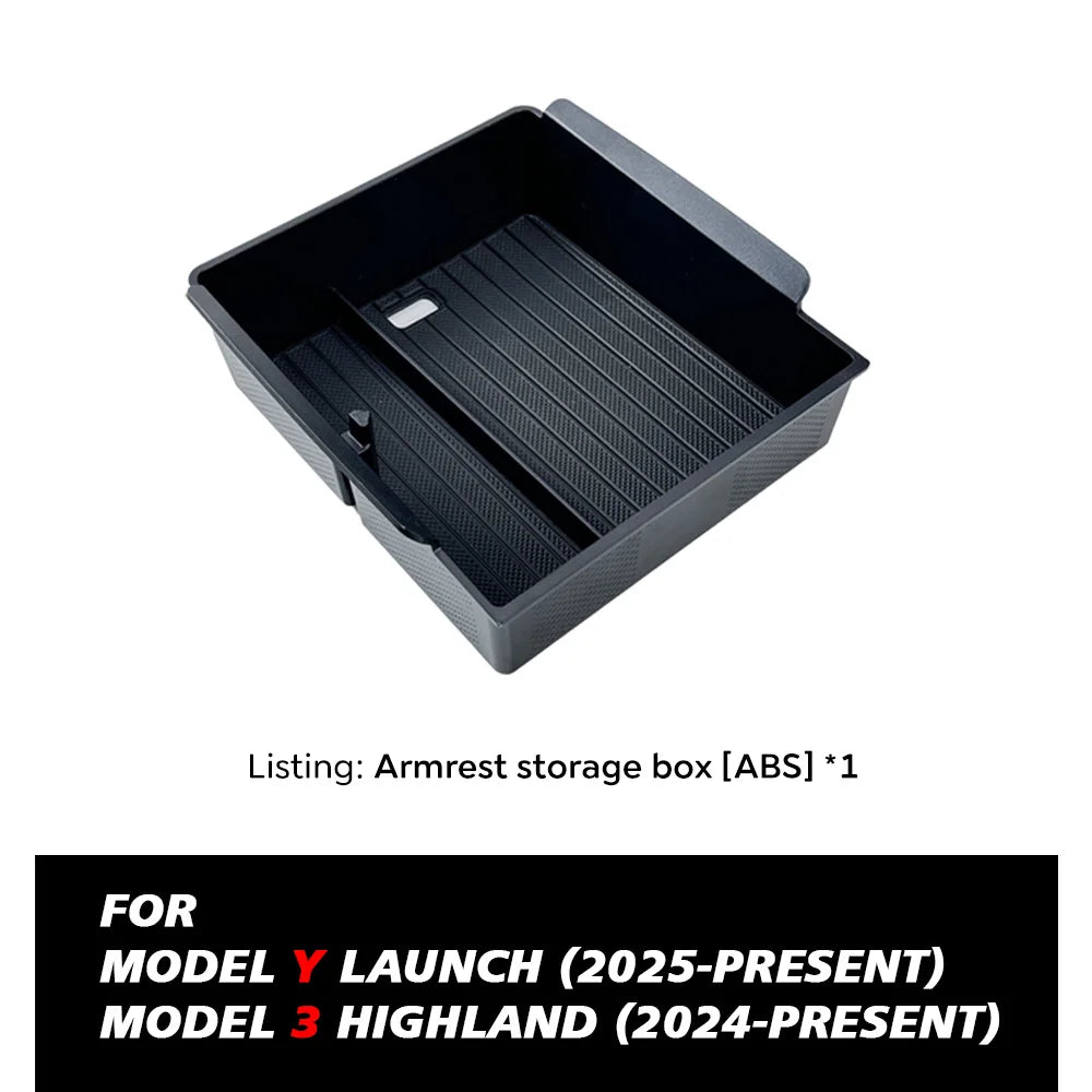 Organizer Console e Bracciolo per Tesla Model Y — Portaoggetti ABS con Tappetino Antiscivolo (Juniper 2025/2026)