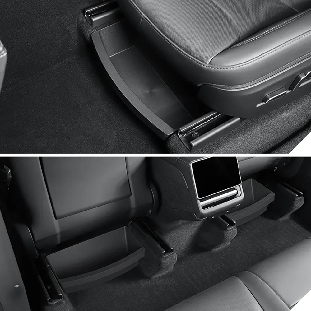 Organizer Sottosedile per Tesla Model Y — Scatola Portaoggetti Nascosta Lavabile (Juniper 2025/2026)