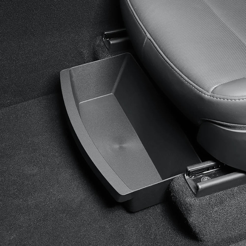 Organizer Sottosedile per Tesla Model Y — Scatola Portaoggetti Nascosta Lavabile (Juniper 2025/2026)