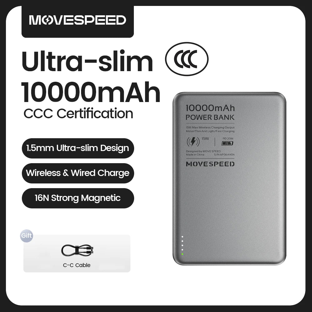 Power Bank Magnetico MagSafe 10000mAh — Ultra-Slim, Ricarica Wireless PD20W