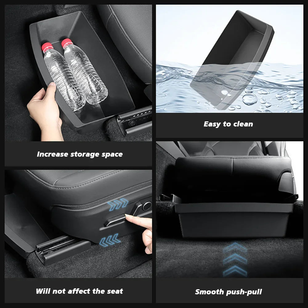 Organizer Sottosedile per Tesla Model Y — Scatola Portaoggetti Nascosta Lavabile (Juniper 2025/2026)