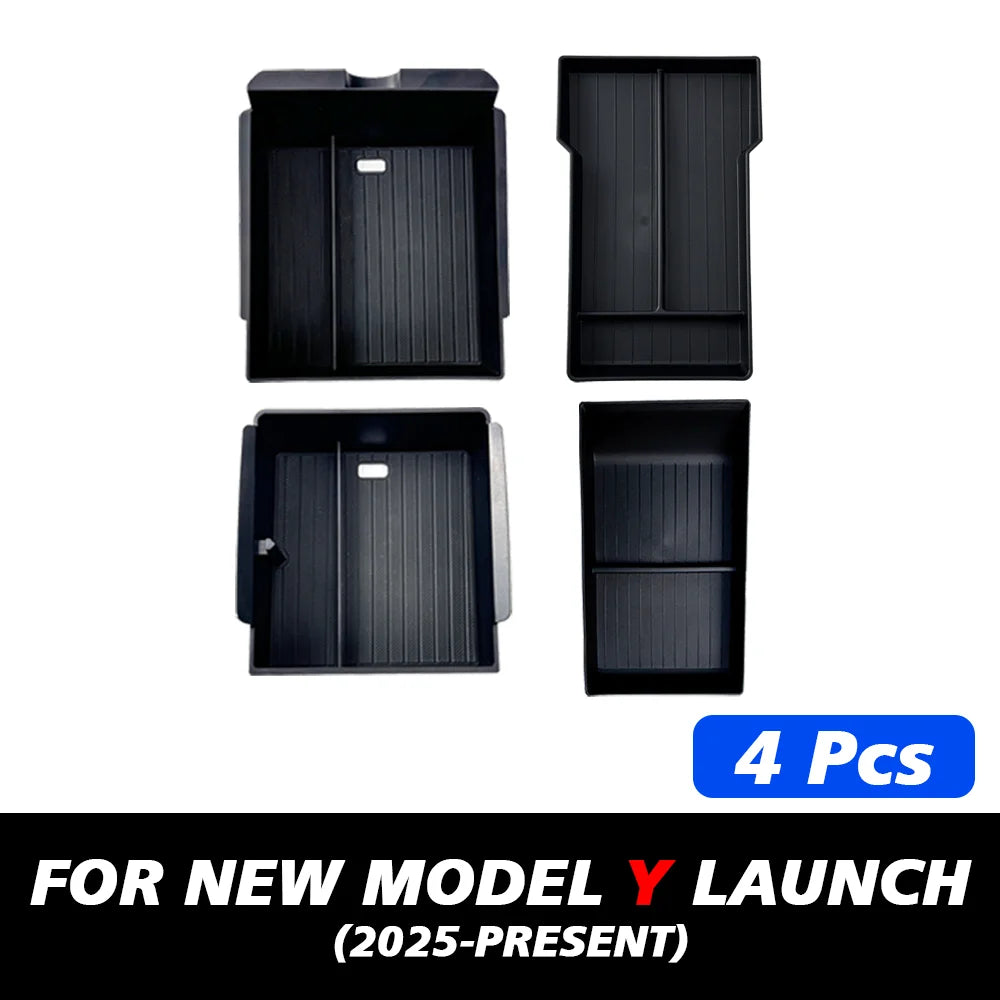 Organizer Console e Bracciolo per Tesla Model Y — Portaoggetti ABS con Tappetino Antiscivolo (Juniper 2025/2026)