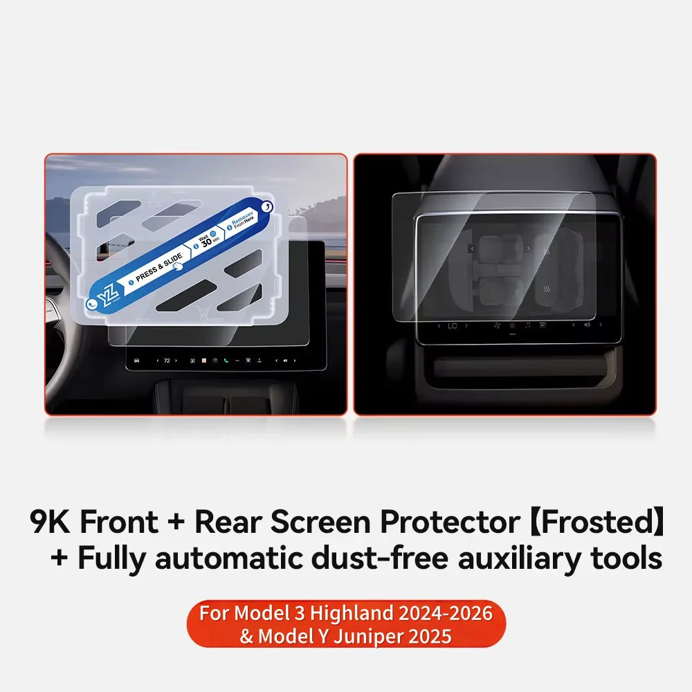 Pellicola Vetro Temperato per Schermo Tesla Model 3/Y — 9H Antiriflesso HD (Highland/Juniper 2025/2026)